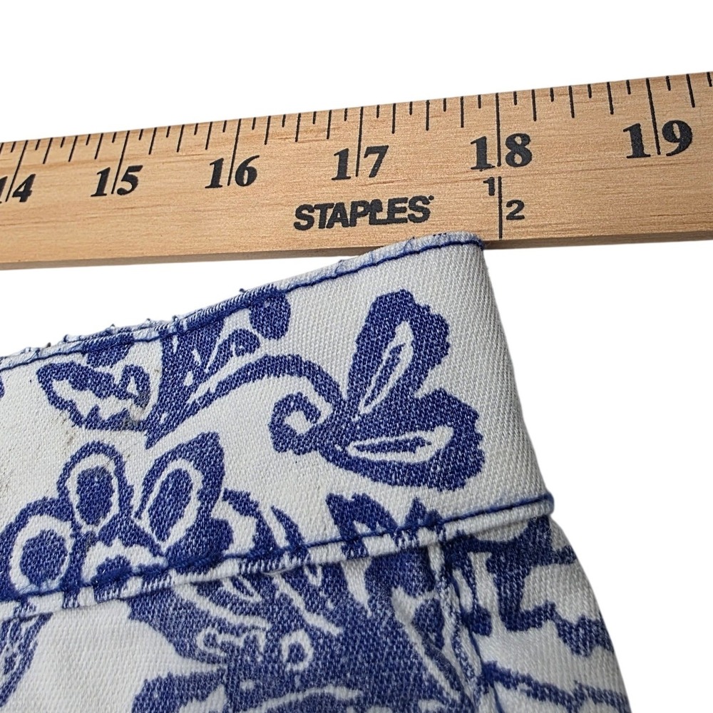 Boho DG2 Diane Gilman Jeans Womens 16 Blue Floral Damask Print Cropped Stretch - Picture 5 of 8
